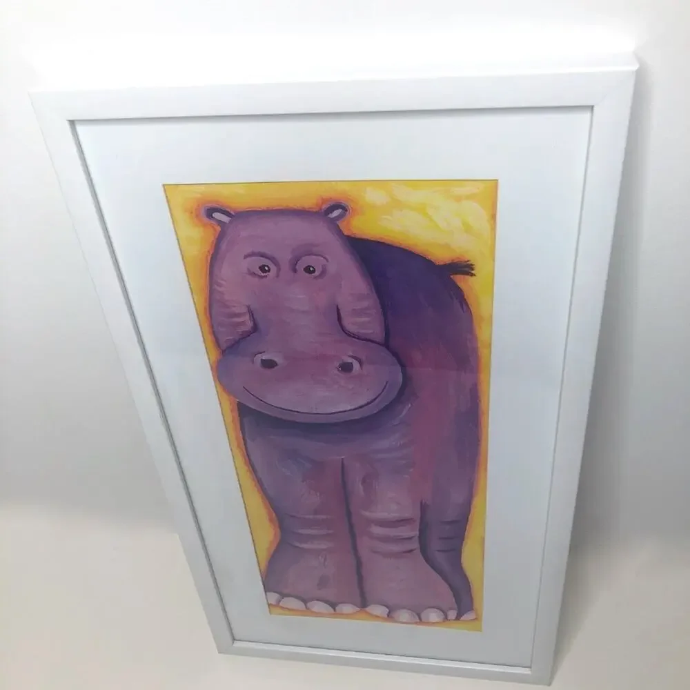 Hippo Wall Art Vertical Framed Painting Print